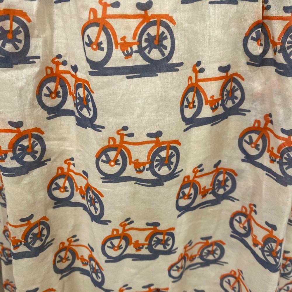Anthropologie Dress Bicycle Print Strapless Fit and Flare Cotton Cream - Picture 2 of 4